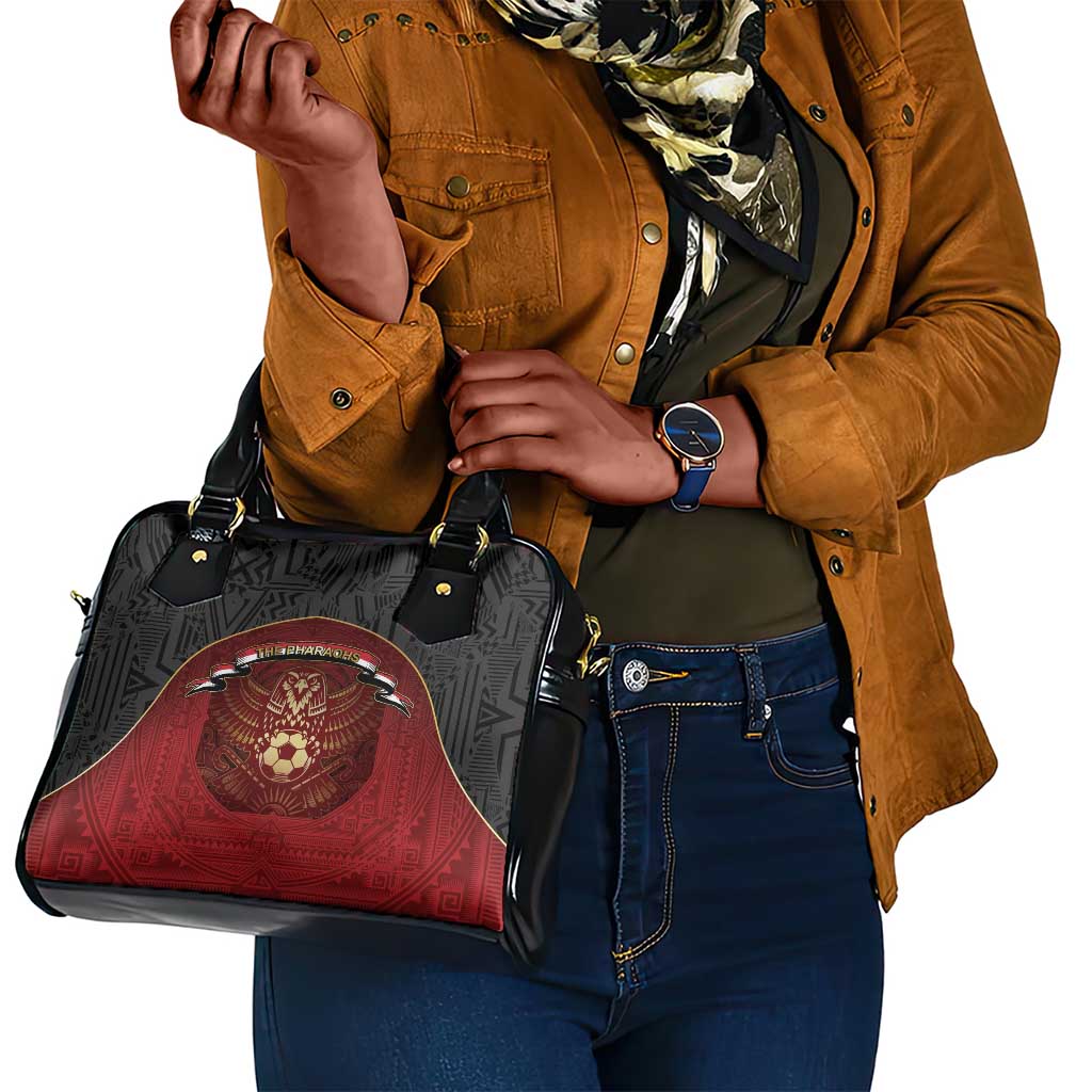 Egypt Football Shoulder Handbag Tribal Eagle With Ancient Egyptian Patterns