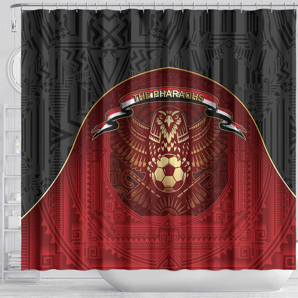 Egypt Football Shower Curtain Tribal Eagle With Ancient Egyptian Patterns