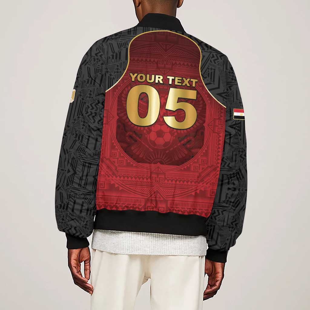 Custom Egypt Football Sleeve Zip Bomber Jacket Tribal Eagle With Ancient Egyptian Patterns