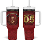 Custom Egypt Football Tumbler With Handle Tribal Eagle With Ancient Egyptian Patterns