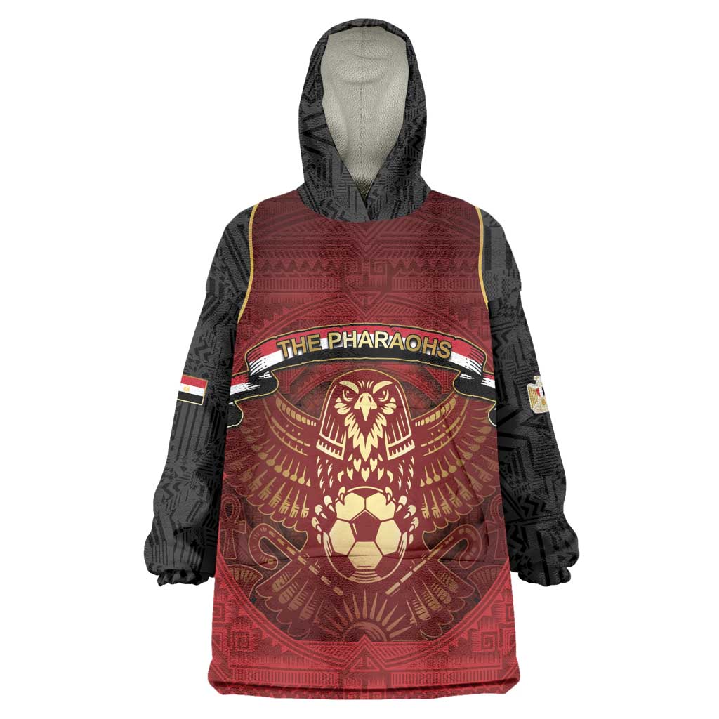 Custom Egypt Football Wearable Blanket Hoodie Tribal Eagle With Ancient Egyptian Patterns