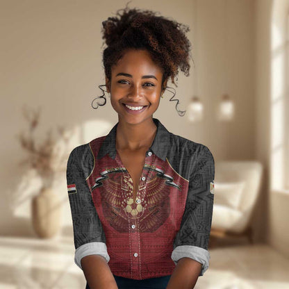 Custom Egypt Football Women Casual Shirt Tribal Eagle With Ancient Egyptian Patterns