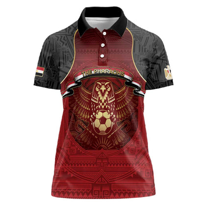 Custom Egypt Football Women Polo Shirt Tribal Eagle With Ancient Egyptian Patterns