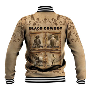 Black Cowboy Baseball Jacket African American Black History Western Grunge - African Pride