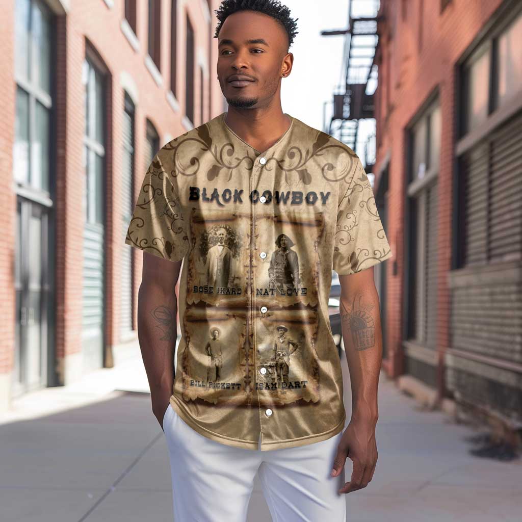 Black Cowboy Baseball Jersey African American Black History Western Grunge - African Pride