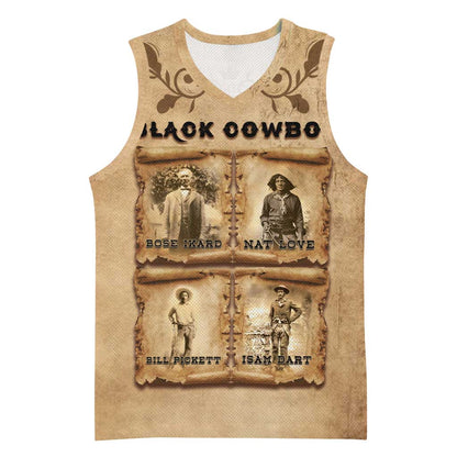 Black Cowboy Basketball Jersey African American Black History Western Grunge - African Pride