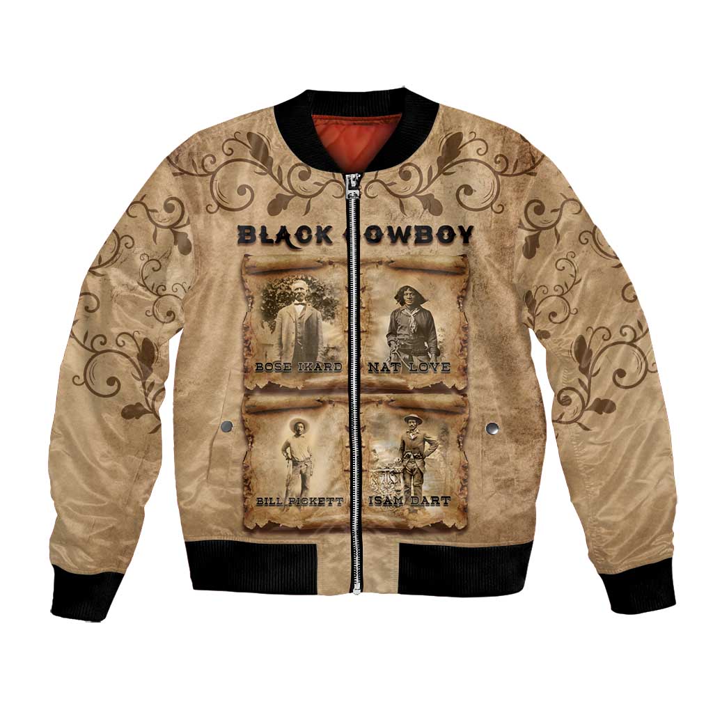 Black Cowboy Bomber Jacket African American Black History Western Grunge - African Pride