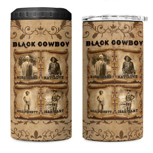 Black Cowboy 4 in 1 Can Cooler Tumbler African American Black History Western Grunge - African Pride