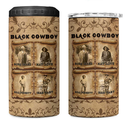 Black Cowboy 4 in 1 Can Cooler Tumbler African American Black History Western Grunge - African Pride