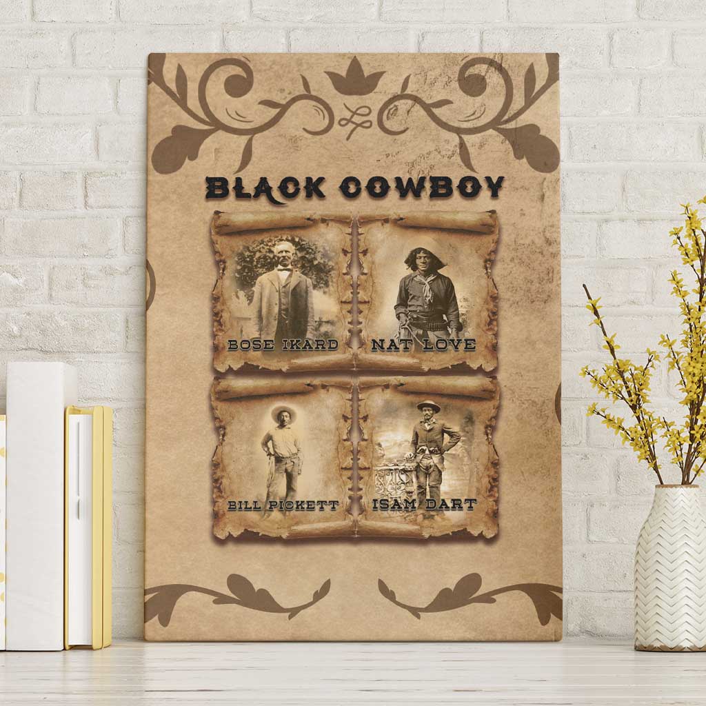 Black Cowboy Canvas Wall Art African American Black History Western Grunge - African Pride