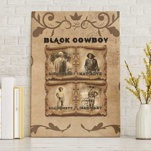 Black Cowboy Canvas Wall Art African American Black History Western Grunge - African Pride