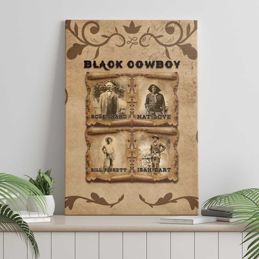 Black Cowboy Canvas Wall Art African American Black History Western Grunge - African Pride