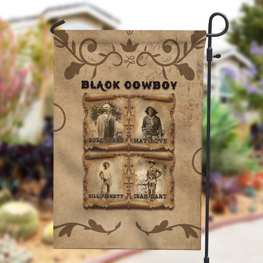 Black Cowboy Garden Flag African American Black History Western Grunge - African Pride