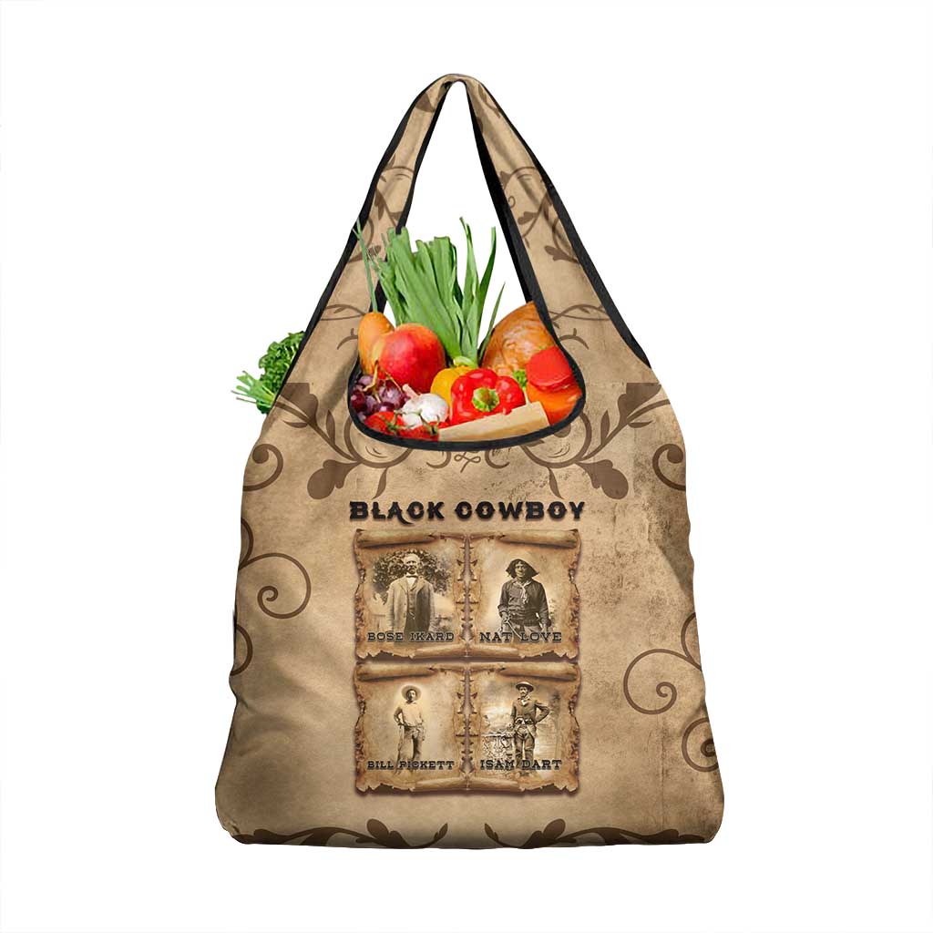 Black Cowboy Grocery Bag African American Black History Western Grunge - African Pride