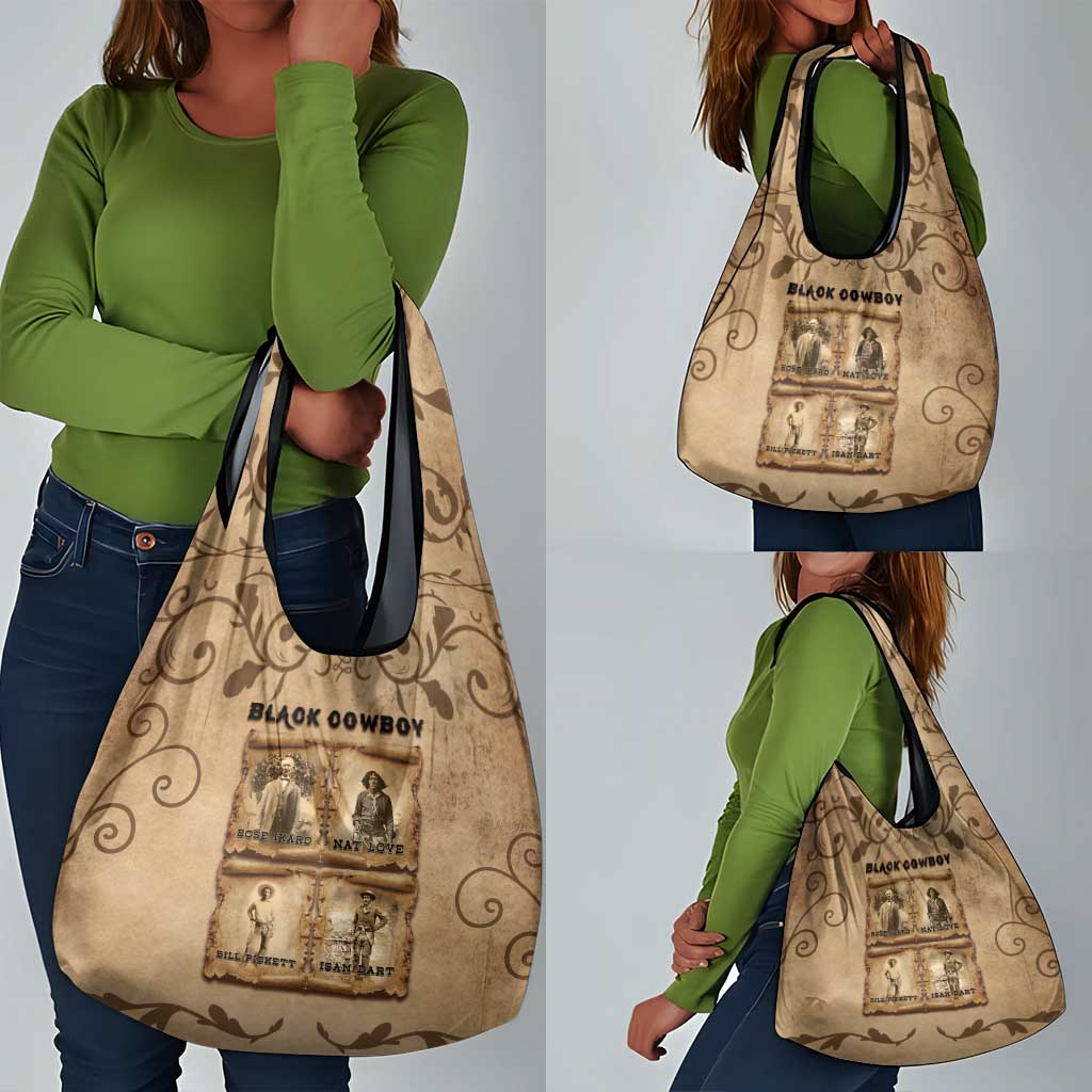 Black Cowboy Grocery Bag African American Black History Western Grunge - African Pride