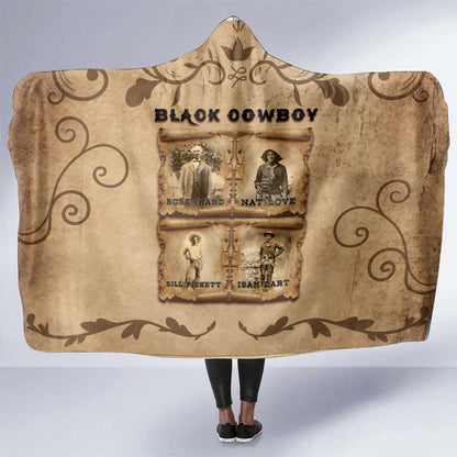 Black Cowboy Hooded Blanket African American Black History Western Grunge - African Pride