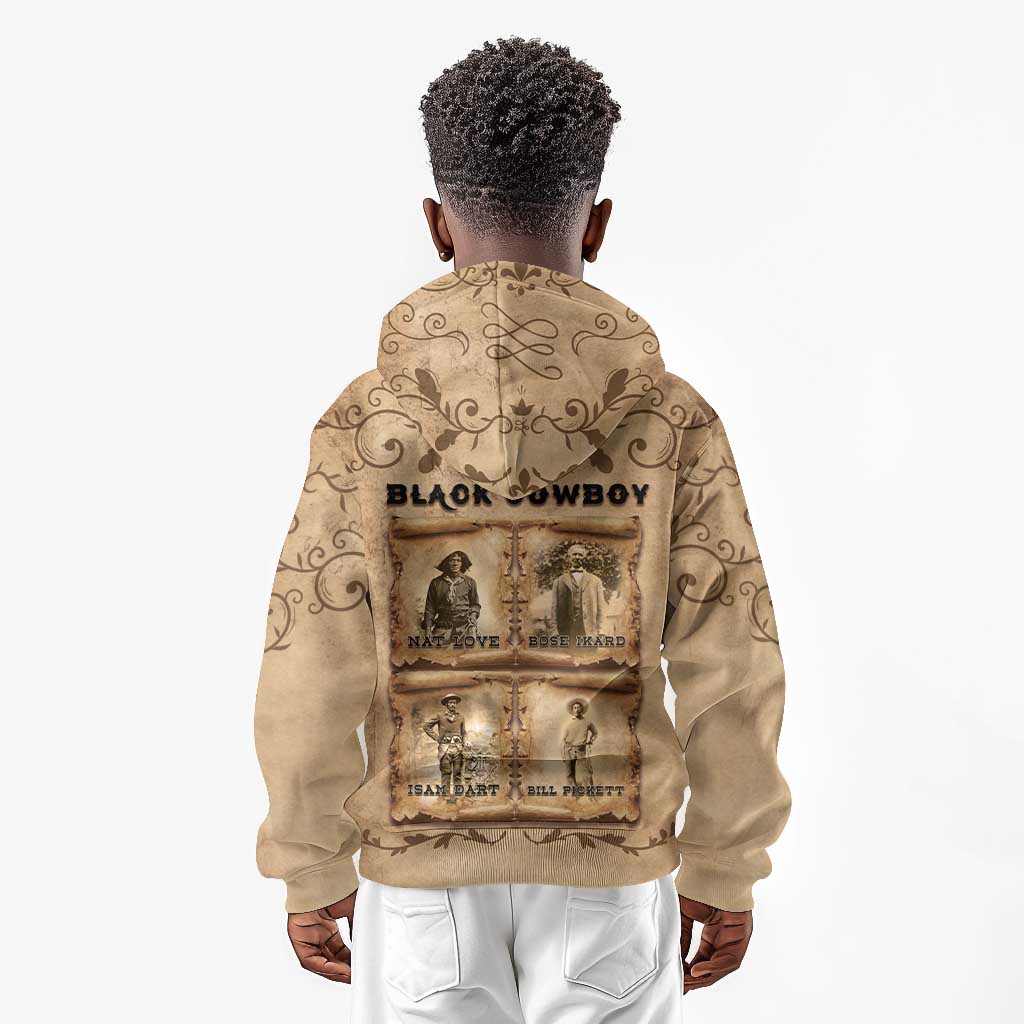 Black Cowboy Kid Hoodie African American Black History Western Grunge - African Pride