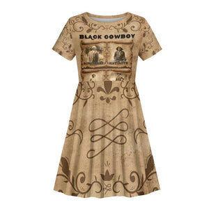 Black Cowboy Kid Short Sleeve Dress African American Black History Western Grunge - African Pride