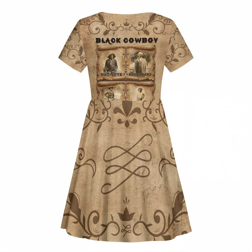 Black Cowboy Kid Short Sleeve Dress African American Black History Western Grunge - African Pride