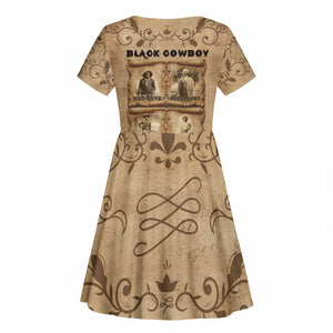 Black Cowboy Kid Short Sleeve Dress African American Black History Western Grunge - African Pride