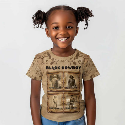 Black Cowboy Kid T shirt African American Black History Western Grunge - African Pride
