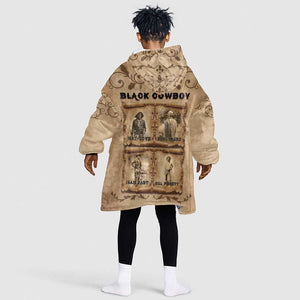 Black Cowboy Kid Wearable Blanket Hoodie African American Black History Western Grunge - African Pride