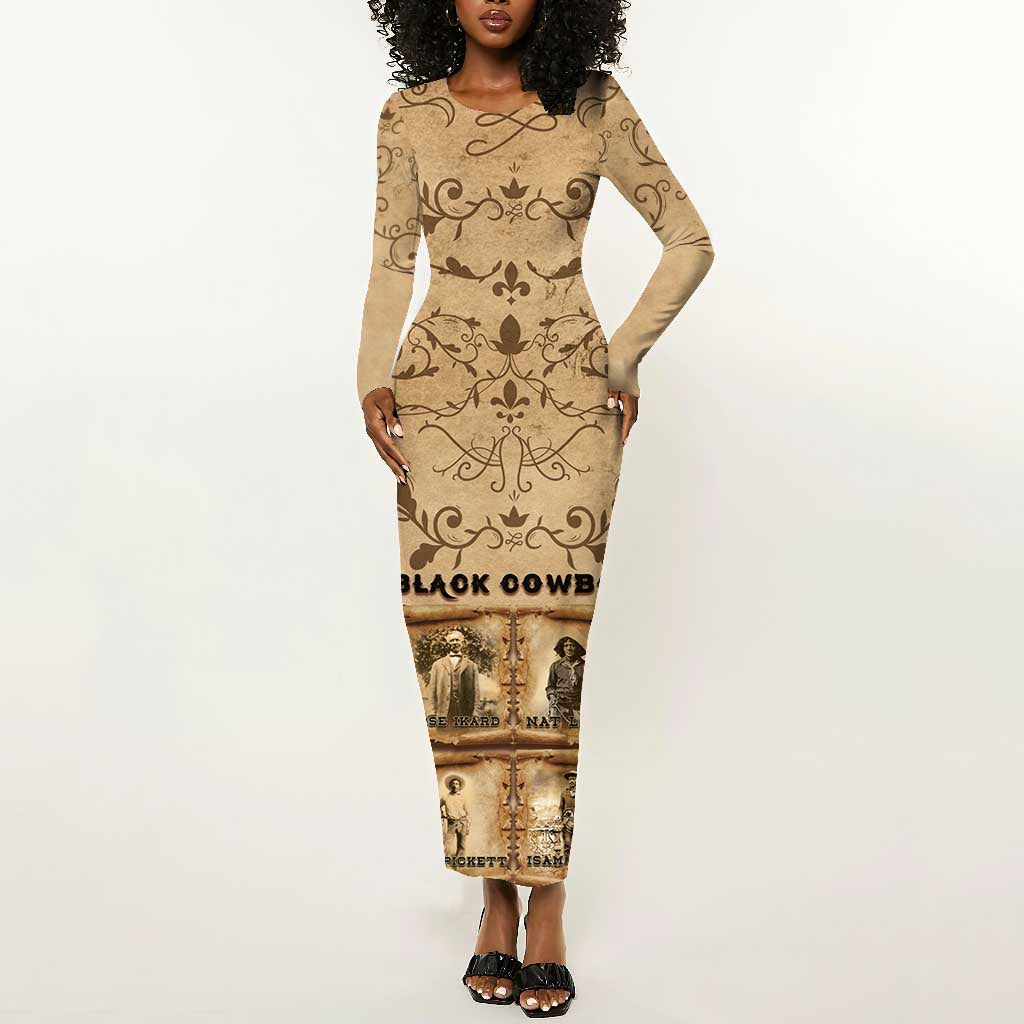 Black Cowboy Long Sleeve Bodycon Dress African American Black History Western Grunge - African Pride
