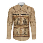 Black Cowboy Long Sleeve Button Shirt African American Black History Western Grunge - African Pride