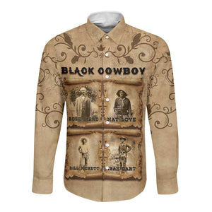 Black Cowboy Long Sleeve Button Shirt African American Black History Western Grunge - African Pride