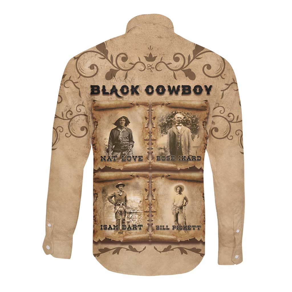 Black Cowboy Long Sleeve Button Shirt African American Black History Western Grunge - African Pride