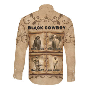 Black Cowboy Long Sleeve Button Shirt African American Black History Western Grunge - African Pride