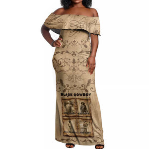 Black Cowboy Off Shoulder Maxi Dress African American Black History Western Grunge - African Pride