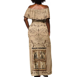 Black Cowboy Off Shoulder Maxi Dress African American Black History Western Grunge - African Pride
