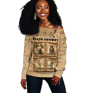 Black Cowboy Off Shoulder Sweater African American Black History Western Grunge - African Pride