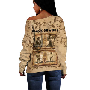 Black Cowboy Off Shoulder Sweater African American Black History Western Grunge - African Pride