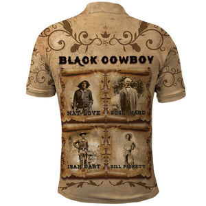 Black Cowboy Polo Shirt African American Black History Western Grunge - African Pride