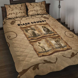 Black Cowboy Quilt Bed Set African American Black History Western Grunge - African Pride