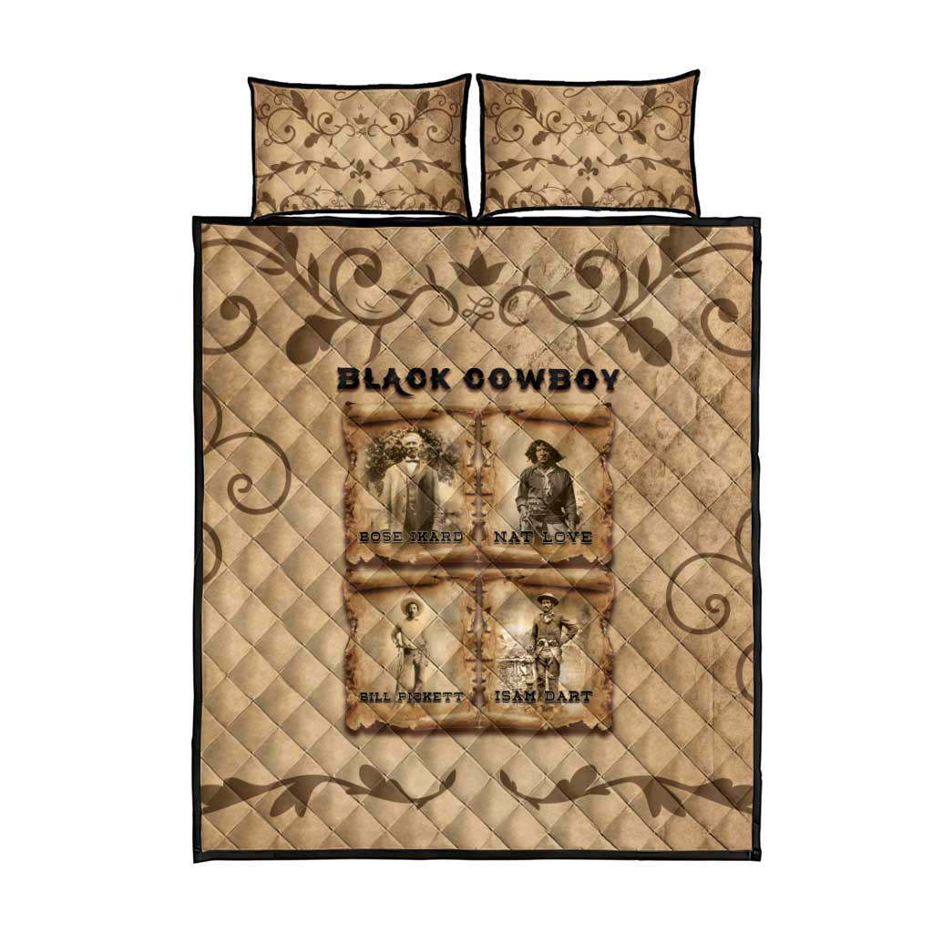 Black Cowboy Quilt Bed Set African American Black History Western Grunge - African Pride