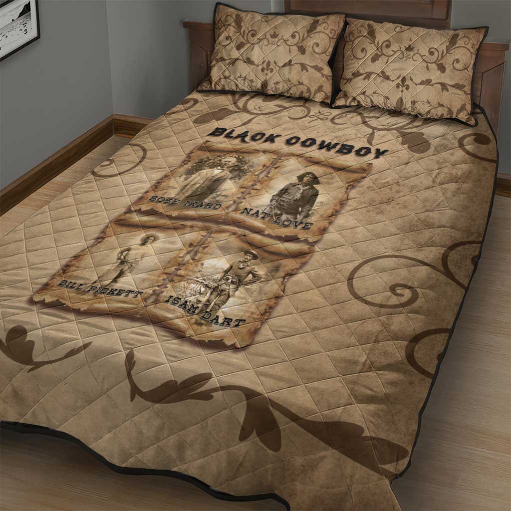 Black Cowboy Quilt Bed Set African American Black History Western Grunge - African Pride