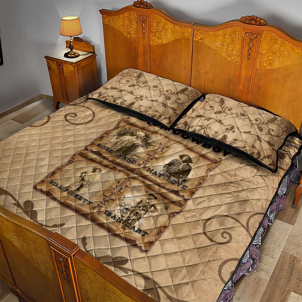 Black Cowboy Quilt Bed Set African American Black History Western Grunge - African Pride