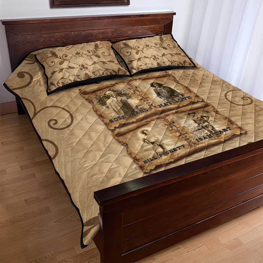 Black Cowboy Quilt Bed Set African American Black History Western Grunge - African Pride