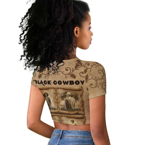 Black Cowboy Raglan Cropped T shirt African American Black History Western Grunge - African Pride