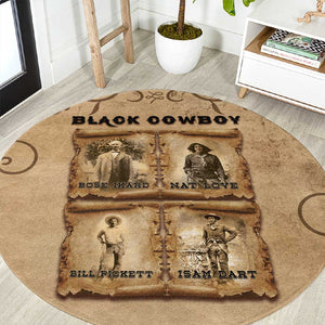 Black Cowboy Round Carpet African American Black History Western Grunge - African Pride