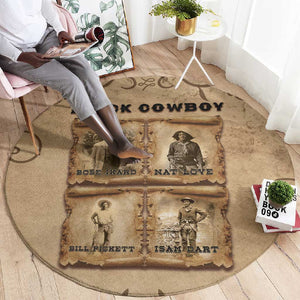 Black Cowboy Round Carpet African American Black History Western Grunge - African Pride