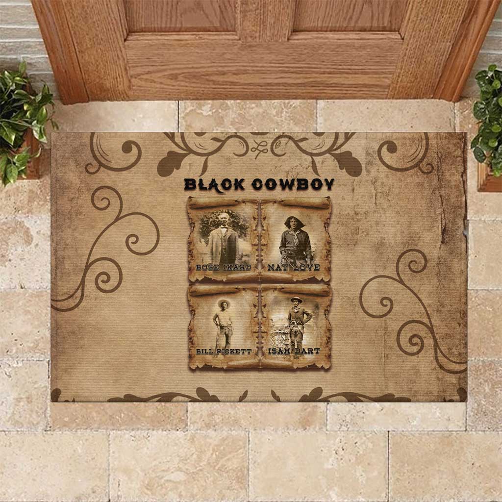 Black Cowboy Rubber Doormat African American Black History Western Grunge - African Pride