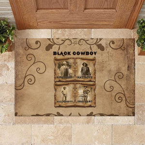 Black Cowboy Rubber Doormat African American Black History Western Grunge - African Pride