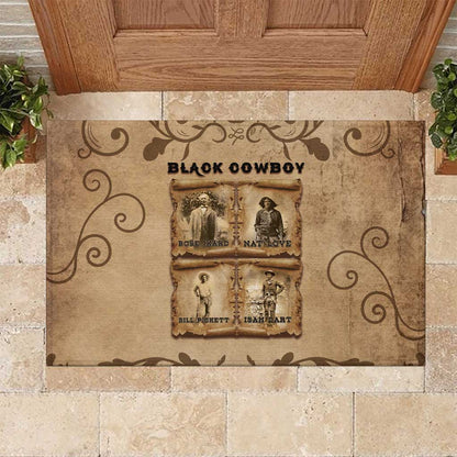 Black Cowboy Rubber Doormat African American Black History Western Grunge - African Pride