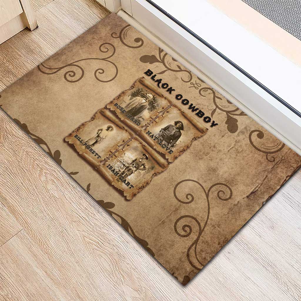 Black Cowboy Rubber Doormat African American Black History Western Grunge - African Pride
