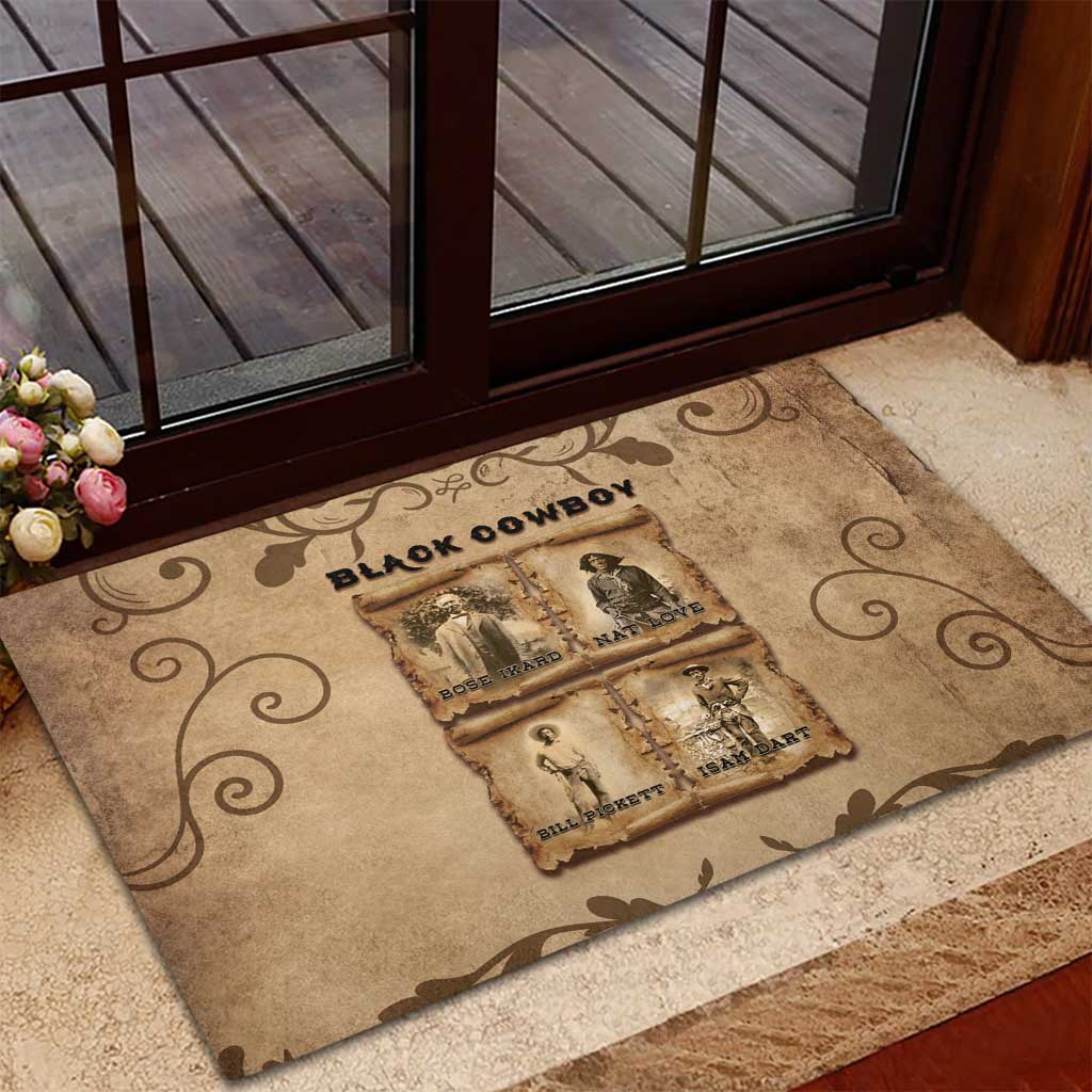 Black Cowboy Rubber Doormat African American Black History Western Grunge - African Pride