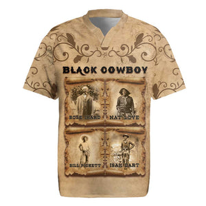 Black Cowboy Rugby Jersey African American Black History Western Grunge - African Pride